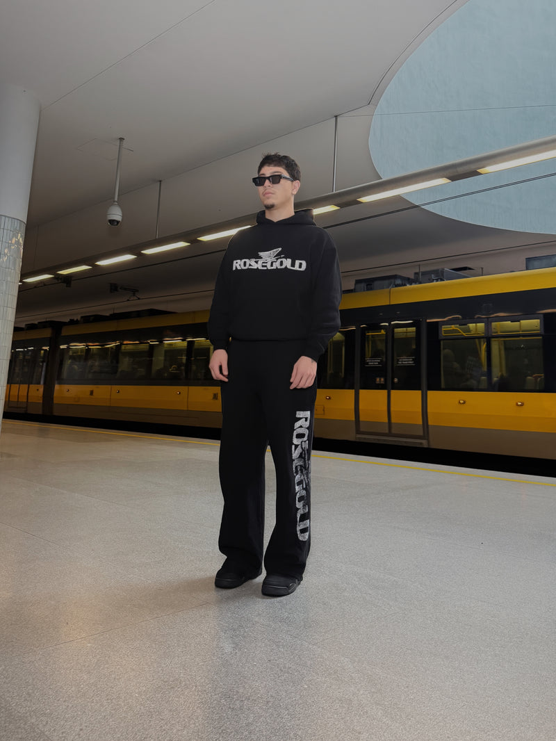 CONCRETE BLACK BAGGY TRACKPANTS