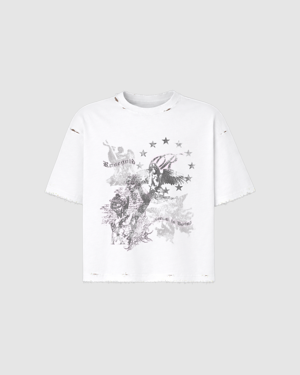 ROSEGOLD X RM RIPPED WHITE T-SHIRT